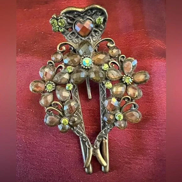 Green Faux Jewel Hair Clip - Picture 3 of 5